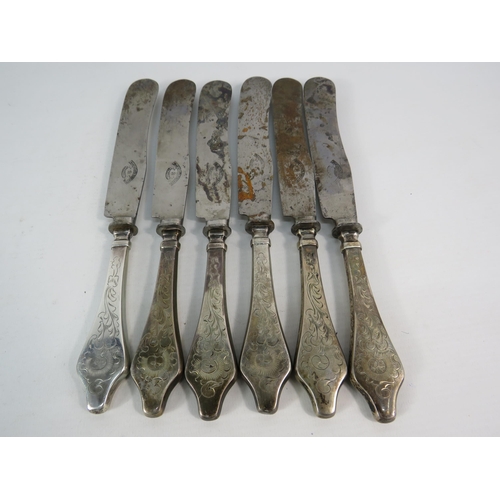 285 - Six Christian Heise 1920 Danish sterling silver handled knives, 509.9 grams