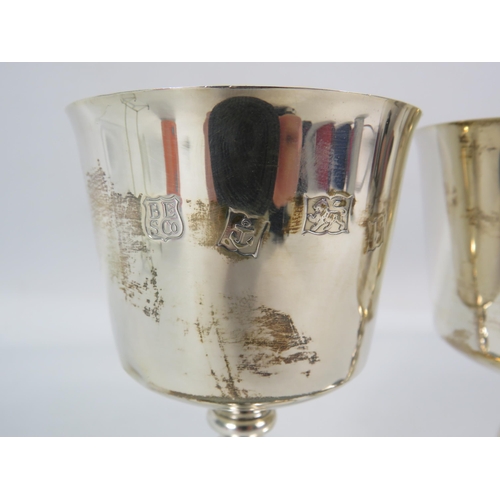 287 - Pair of Birmingham 1970 Barker Ellis Goblets with lemon gilt interior, 4.5