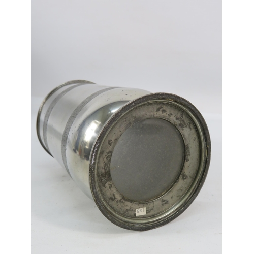 405 - Antique English pewter quart glass bottomed tankard U shaped with incised reeding by James Yates c18... 