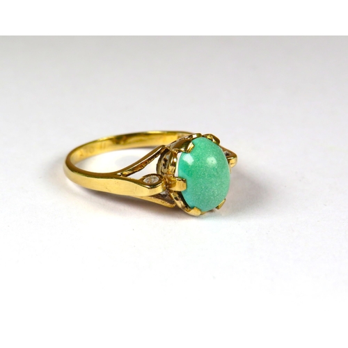 303 - 9ct Yellow Gold Turquoise set ring. Finger size 'N'  2.8g.  Hallmarked for London 1955