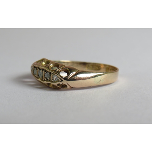 308 - Antique, 9ct Yellow Gold  Diamond set Ring.  Finger size 'M'  1.1g.  Hallmarked for Birmingham 1906