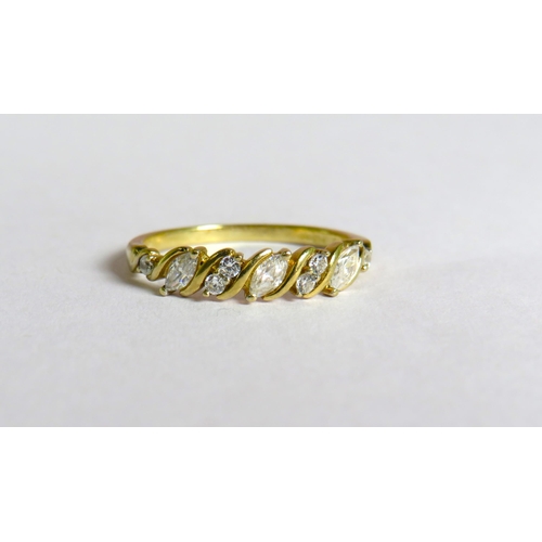 313 - 9ct Yellow Gold ring set with CZ gemstones.  Finger size 'K'   1.3g