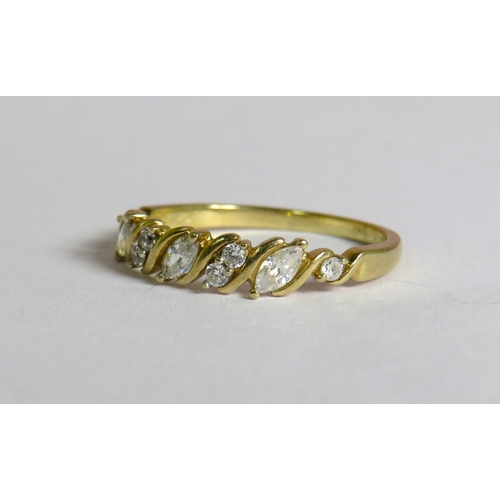 313 - 9ct Yellow Gold ring set with CZ gemstones.  Finger size 'K'   1.3g