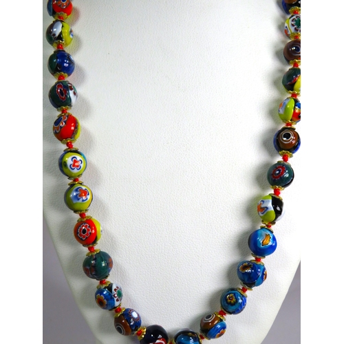 329 - Vintage Glass Milifiore Necklace which measures approx 16 inches long.