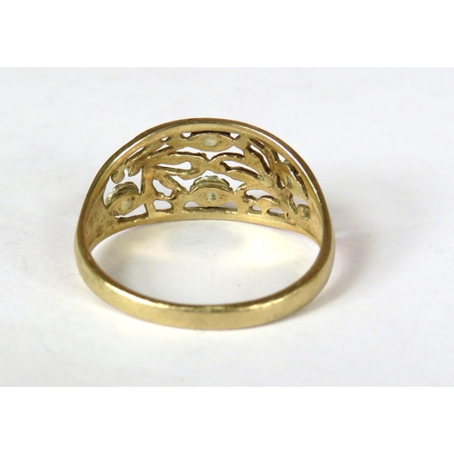 354 - 9ct Yellow Gold Ring with pierced decoration in a leaf and floral pattern. Finger size 'S'   2.7g