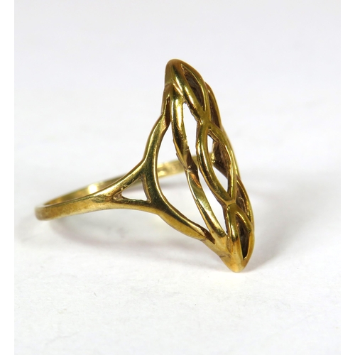 356 - Fancy 9ct Yellow Gold ring .  Finger size 'O'   2.1g