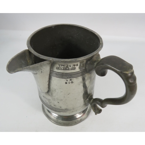 407 - Antique Morgan and co English pewter spouted measure, 5