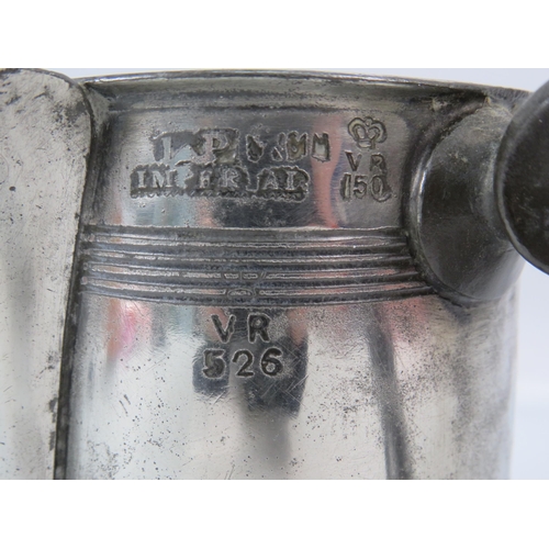 407 - Antique Morgan and co English pewter spouted measure, 5