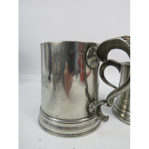 416 - Two Antique straight sided tapering tankards in a 1/2pt and pint.