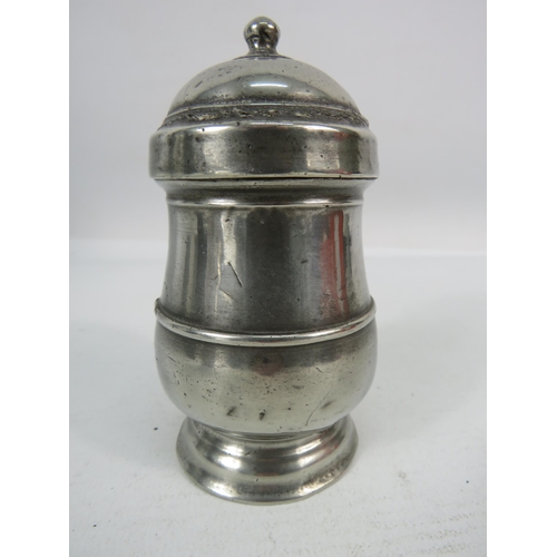 419 - 18th century pewter spice pot, 4