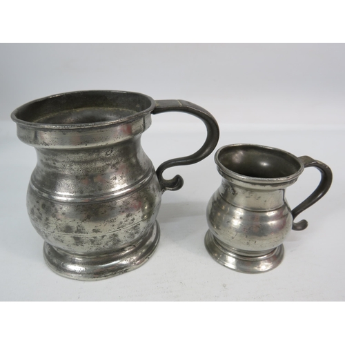 423 - Two Antique 1824-1830 Petwer measure in a 1/2pt and a pint, Yates and Birch.