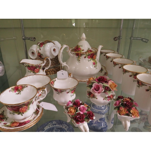 434 - Royal Albert old country roses teaset, Mugs and flower posies, 33 pieces in total.