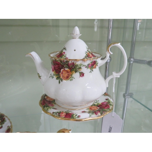 437 - Royal Albert old country roses part teaset with small teapot, cake plate and sandwich plate, 24 piec... 