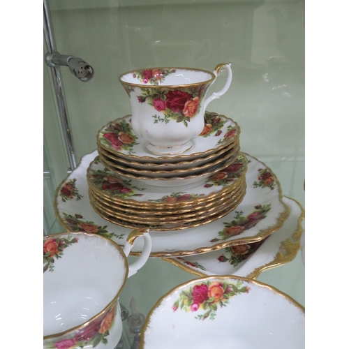 437 - Royal Albert old country roses part teaset with small teapot, cake plate and sandwich plate, 24 piec... 