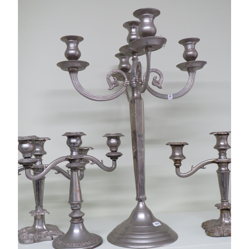 443 - Large silver plated five arm candelabra 20.5