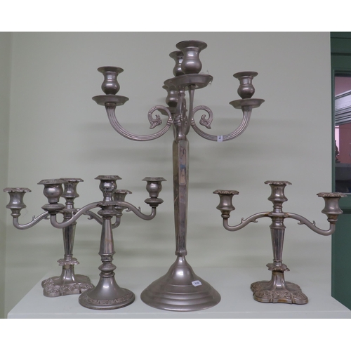 443 - Large silver plated five arm candelabra 20.5