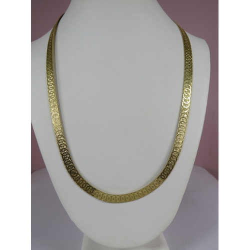 375 - 9ct Yellow Gold Flat weave Necklace 16 inches long.  8.7g