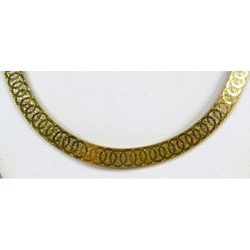 375 - 9ct Yellow Gold Flat weave Necklace 16 inches long.  8.7g