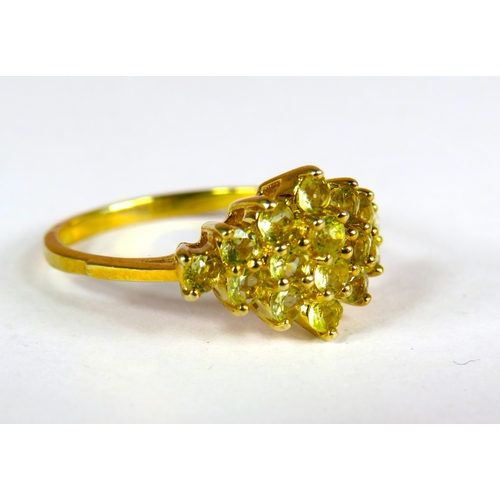 384 - 9ct Yellow Gold Ring set with multi Citrines.  Finger size 'M-5'    2.5g