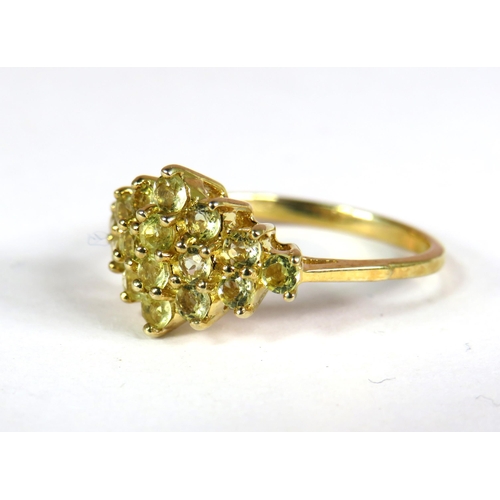 384 - 9ct Yellow Gold Ring set with multi Citrines.  Finger size 'M-5'    2.5g