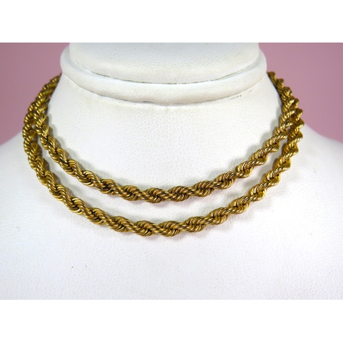 390 - 9ct Yellow Gold 18 inch Twist Rope Necklace. 5.0g