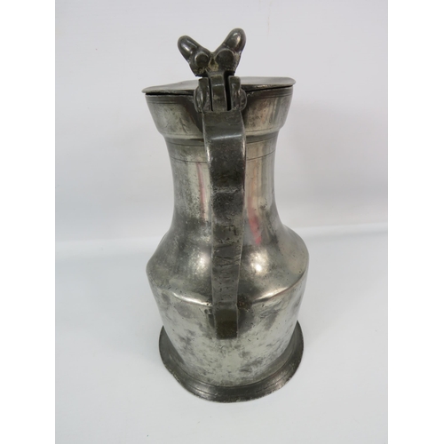 509 - Late 18th / early 19th century Normandy pewter flagon, 9 .5