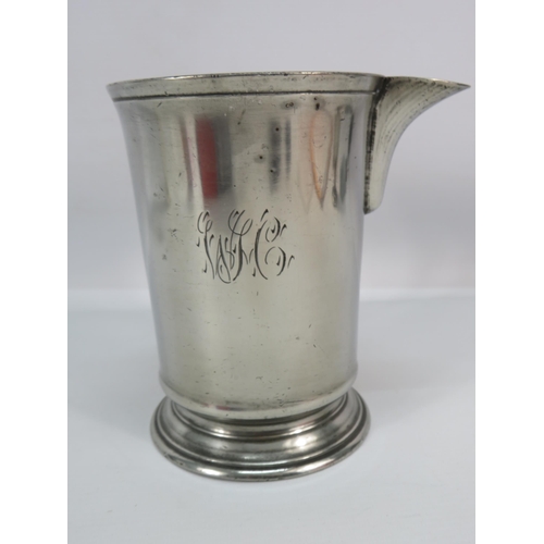 511 - J McPherson spouted Victorian pewter measure, 6.5