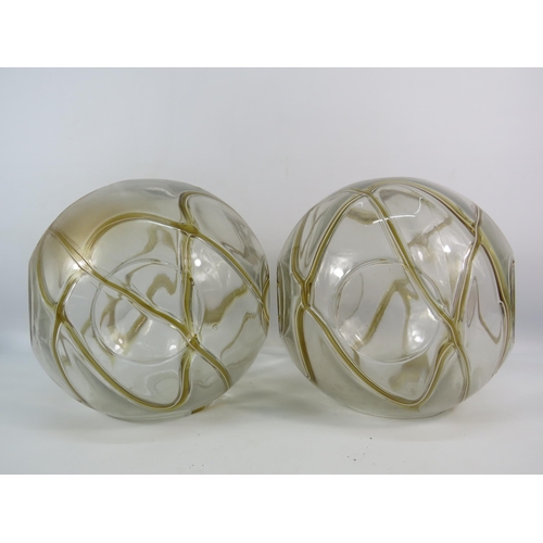 528 - Two Retro mid century murano art glass light shades, 9.5