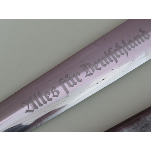 452 - Reproduction 1940's WW2 German Ceremonial Dagger with etched inscription to blade. Blade Inscribed m... 