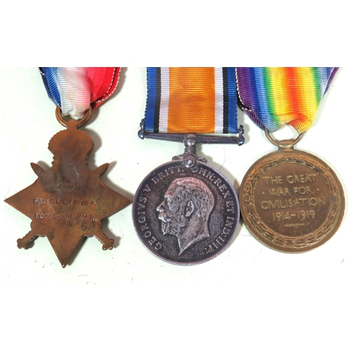 464 - Trio of WW1 Medals Awarded to  18313 Pte C.R.M. Glover Notts & Derby Regiment to include 14-18 medal... 