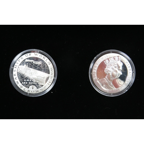 494 - Two Pobjoy Mint Proof Silver coins Struck to Commemorate WW2 Warships. 1993. Each Coin 28.28 g in or... 