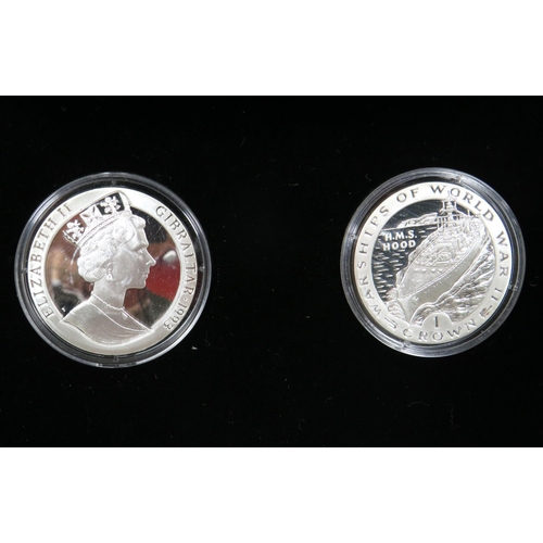 494 - Two Pobjoy Mint Proof Silver coins Struck to Commemorate WW2 Warships. 1993. Each Coin 28.28 g in or... 