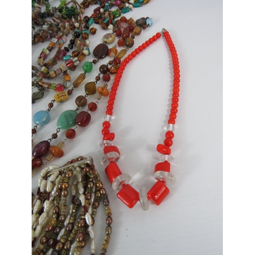 575 - Selection of costume jewellery necklaces, art deco style, Murano glass etc.