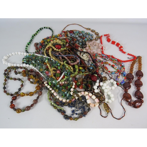 576 - Good selection of costume jewellery necklaces, Murano glass, rose quartz, faux amber etc.