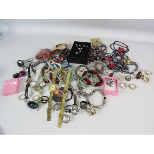 581 - Large Selection of Costume jewellery, necklaces, rings etc.