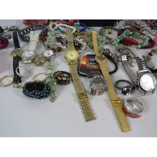 581 - Large Selection of Costume jewellery, necklaces, rings etc.