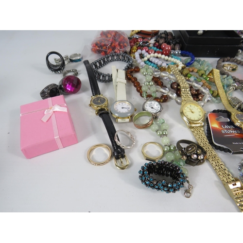 581 - Large Selection of Costume jewellery, necklaces, rings etc.