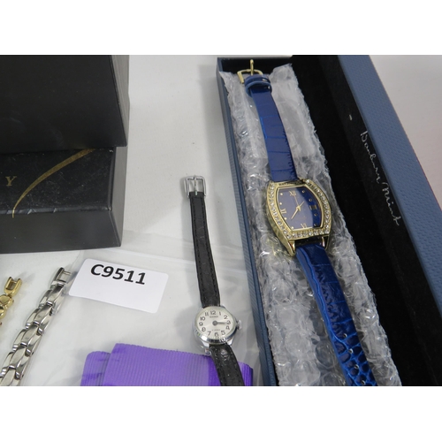 590 - Selection of Ladies quartz wristwatches, a torvill and dean medal etc.