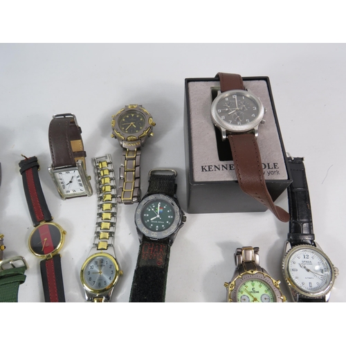 594 - Large selection of Mens mainly quartz wristwatches.