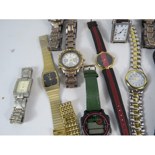 594 - Large selection of Mens mainly quartz wristwatches.