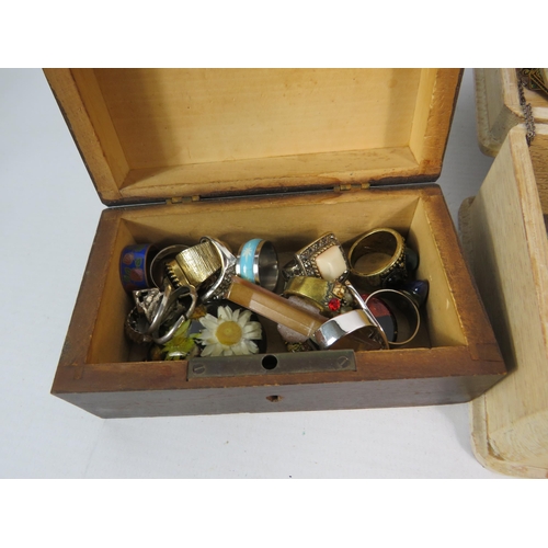 598 - 3 Jewellery boxes and costume jewellery contents.