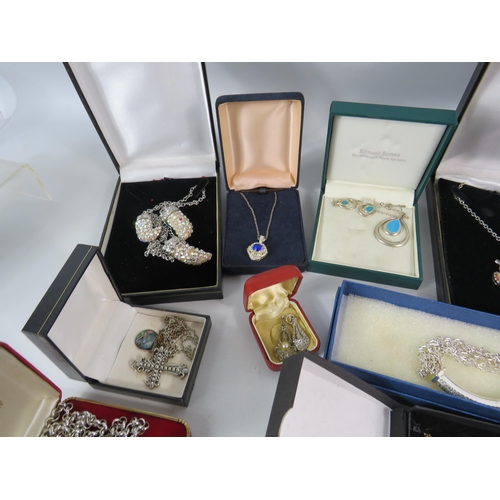 601 - Large selection of mainly silver toned costume jewellery.