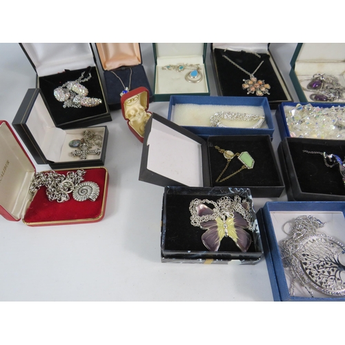 601 - Large selection of mainly silver toned costume jewellery.