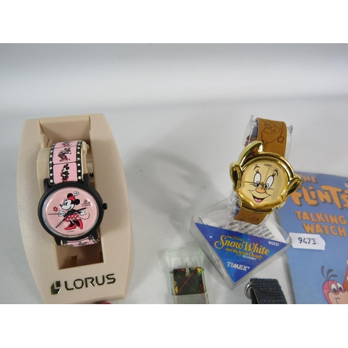 605 - Selection of Wristwatches, Disney, Christmas, Planet Hollywood etc.