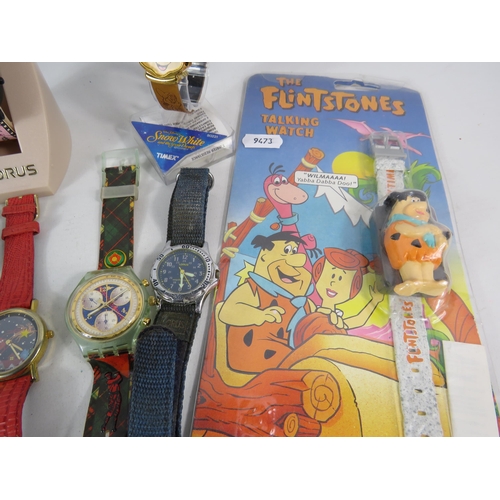 605 - Selection of Wristwatches, Disney, Christmas, Planet Hollywood etc.