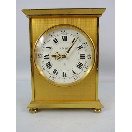 716 - Imhof Gilt heavy brass 15 jewel 8 day carriage clock in working order.