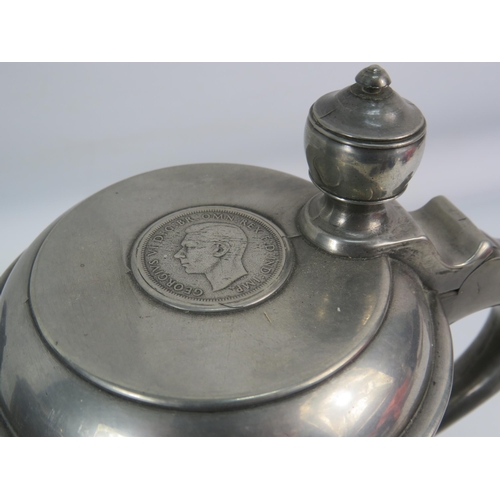 717 - Danish Pewter lidded tankard plus a James Dixon pewter coffee pot.