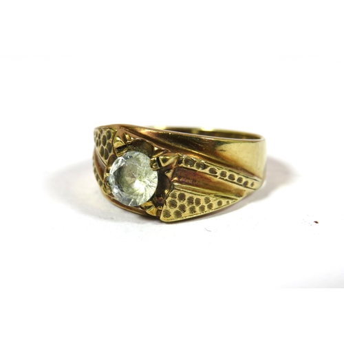 692 - 9ct Yellow Gold Ring set with a large White Sapphire.  Finger size 'S-5'  5.3g