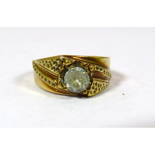 692 - 9ct Yellow Gold Ring set with a large White Sapphire.  Finger size 'S-5'  5.3g