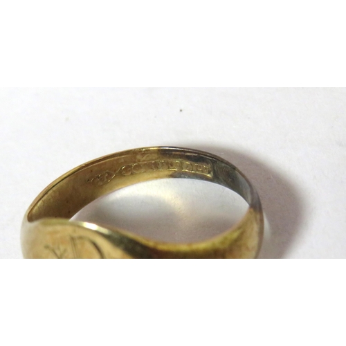 697 - 9ct Yellow Gold Childs ring. Finger size 'H'  2.2g